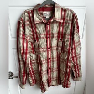 Filson Men’s Washed Feather Cloth Shirt Size Large